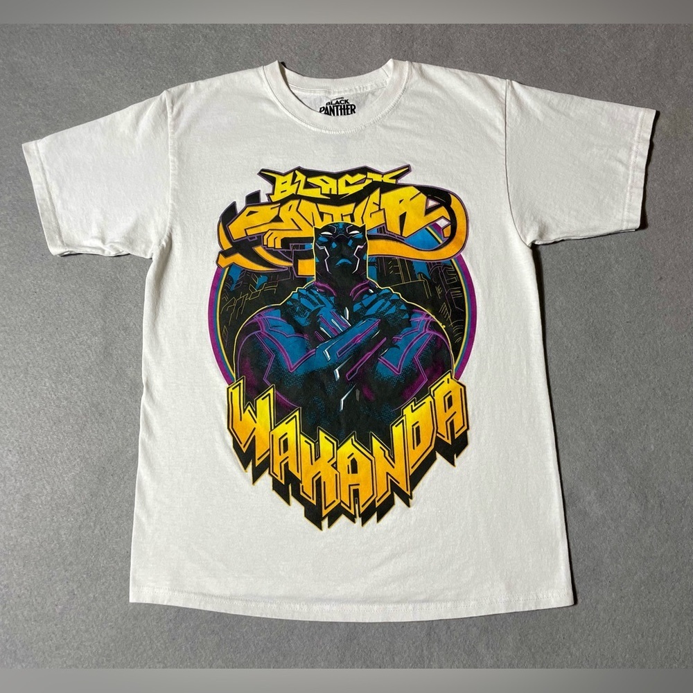 Marvel Black Panther Men’s T-Shirt White Size Medium 100% Cotton